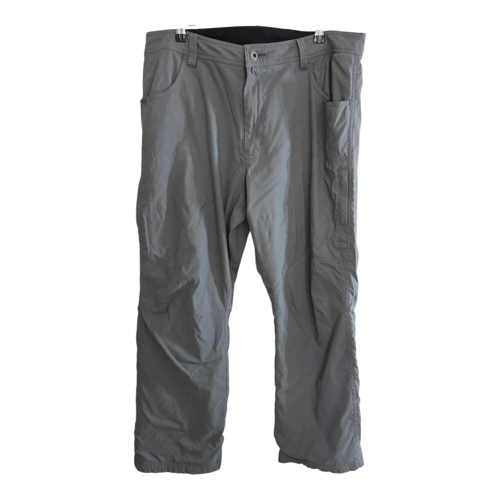 Eddie Bauer Men Gray Nylon Fleece Lined Cargo Hiking Pants Size 36 x 30‎